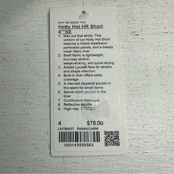 NWT Size 4 Lululemon Hotty Hot High-Rise Short 4" Special Edition PAWM/CHRM - Picture 8 of 8